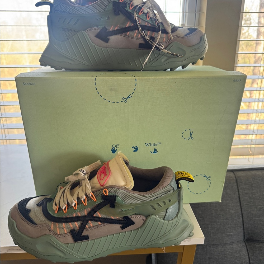 Off-White Olive and Black Trail Sneakers